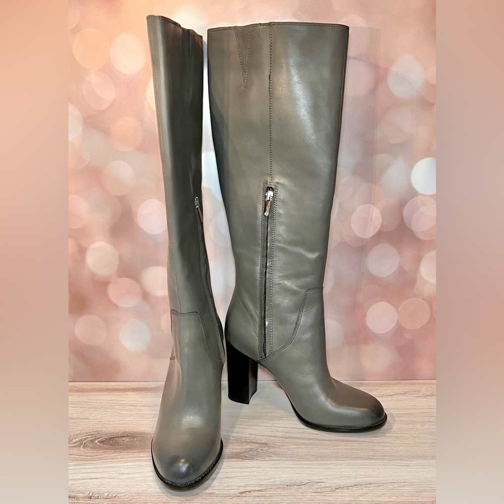 Sam Edelman Regina Gray Leather Heeled Boot